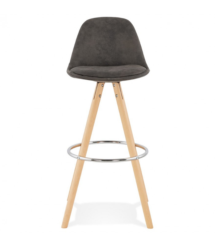 Tabouret de bar design gris foncé en tissu et bois Adagio