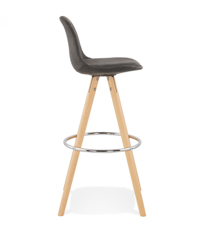 Tabouret de bar design gris foncé en tissu et bois Adagio