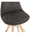 Tabouret de bar design gris foncé en tissu et bois Adagio