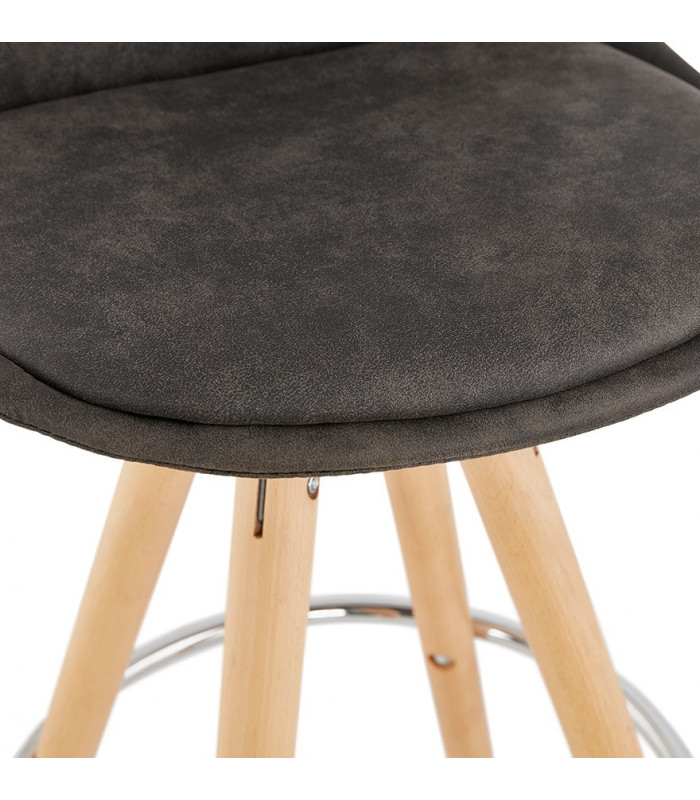 Tabouret de bar design gris foncé en tissu et bois Adagio