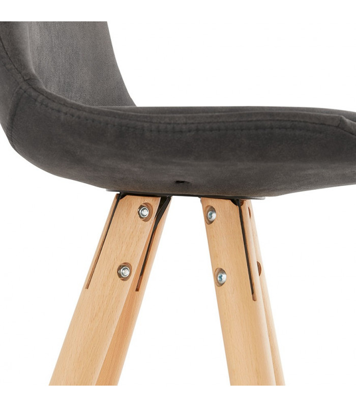 Tabouret de bar design gris foncé en tissu et bois Adagio