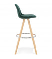 Tabouret de bar design vert en tissu et bois Darna
