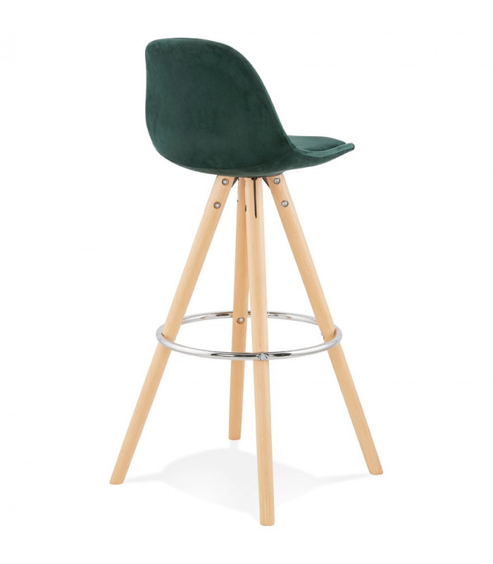 Tabouret de bar design vert en tissu et bois Darna