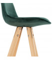 Tabouret de bar design vert en tissu et bois Darna
