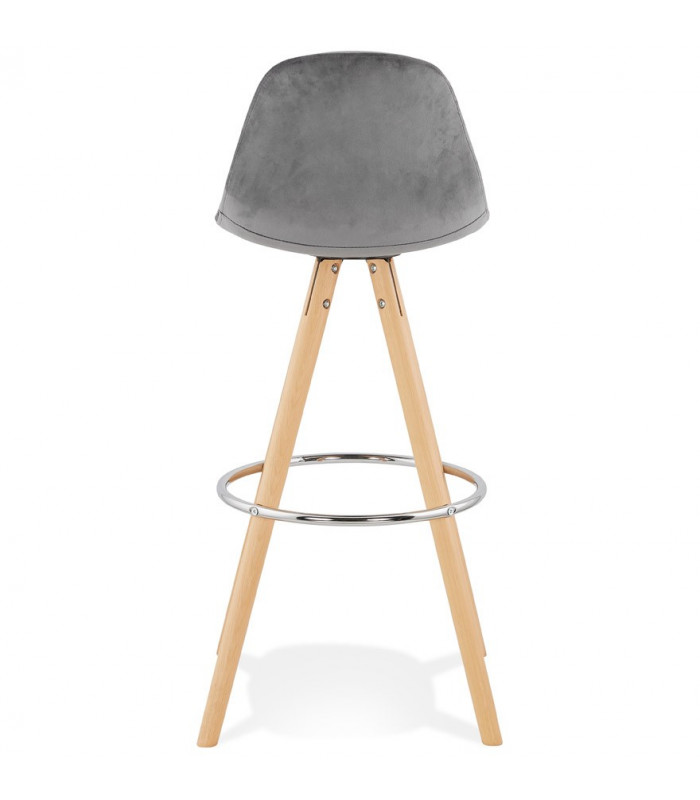 Tabouret de bar design gris en tissu et bois Darna