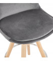 Tabouret de bar design gris en tissu et bois Darna