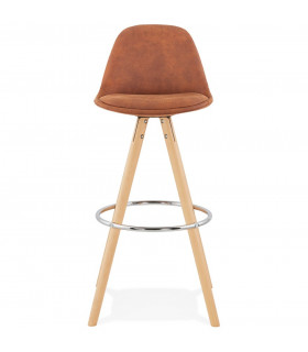 Tabouret de bar design marron en tissu et bois Adagio