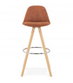 Tabouret de bar design marron en tissu et bois Adagio