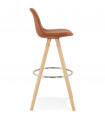 Tabouret de bar design marron en tissu et bois Adagio