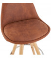 Tabouret de bar design marron en tissu et bois Adagio