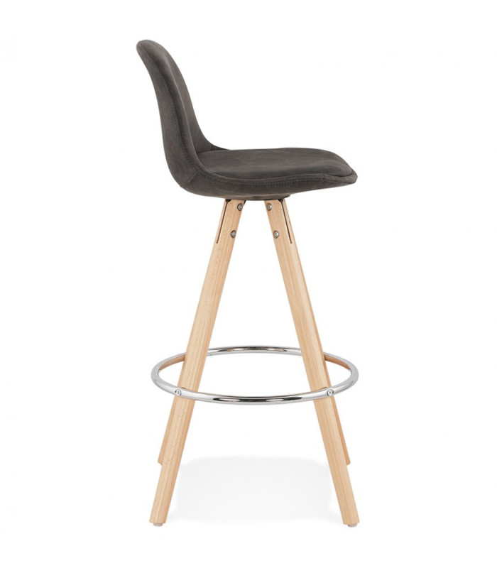 Tabouret de bar design gris foncé en tissu et bois Adagio Mini 65