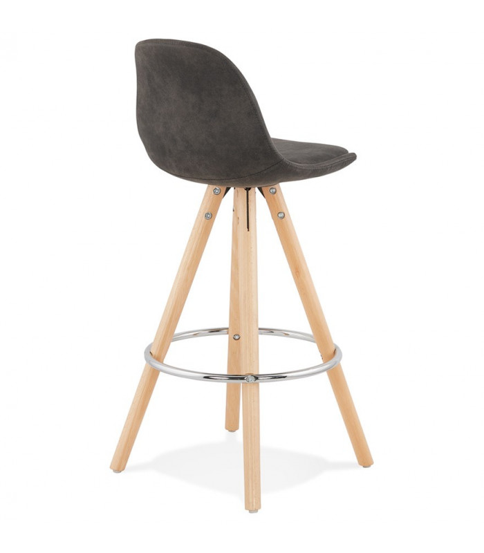 Tabouret de bar design gris foncé en tissu et bois Adagio Mini 65