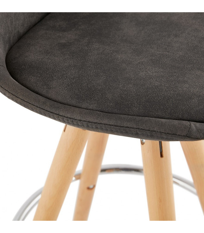 Tabouret de bar design gris foncé en tissu et bois Adagio Mini 65