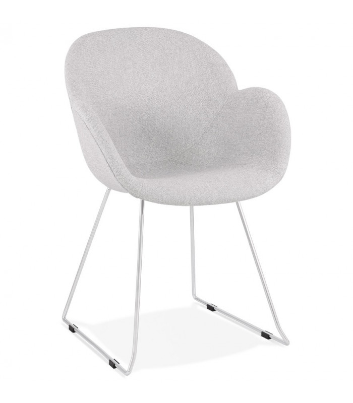 Fauteuil design gris clair en tissu Ortona