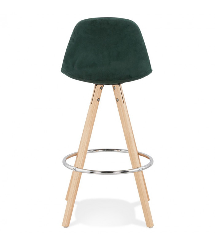 Tabouret de bar design vert en tissu et bois Darna Mini 65