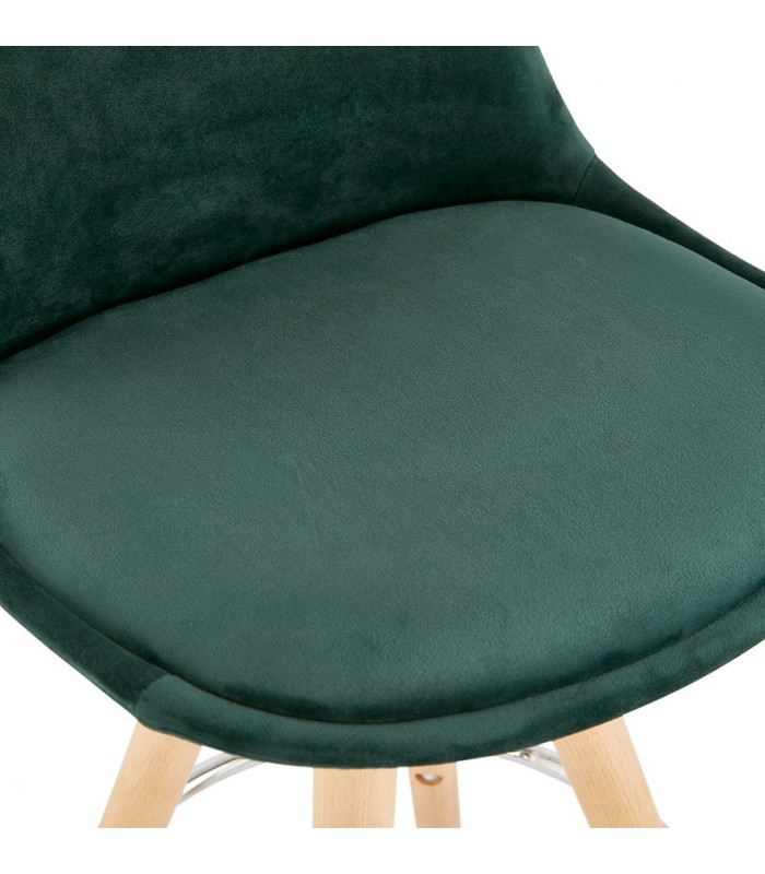 Tabouret de bar design vert en tissu et bois Darna Mini 65
