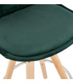 Tabouret de bar design vert en tissu et bois Darna Mini 65