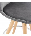 Tabouret de bar design gris en tissu et bois Darna Mini 65