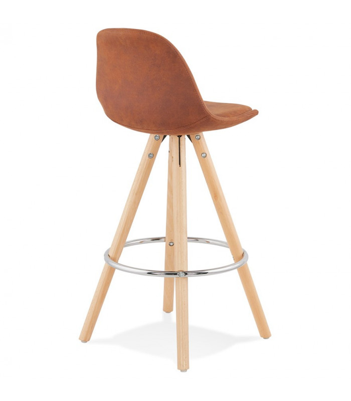 Tabouret de bar design marron en tissu et bois Adagio Mini 65