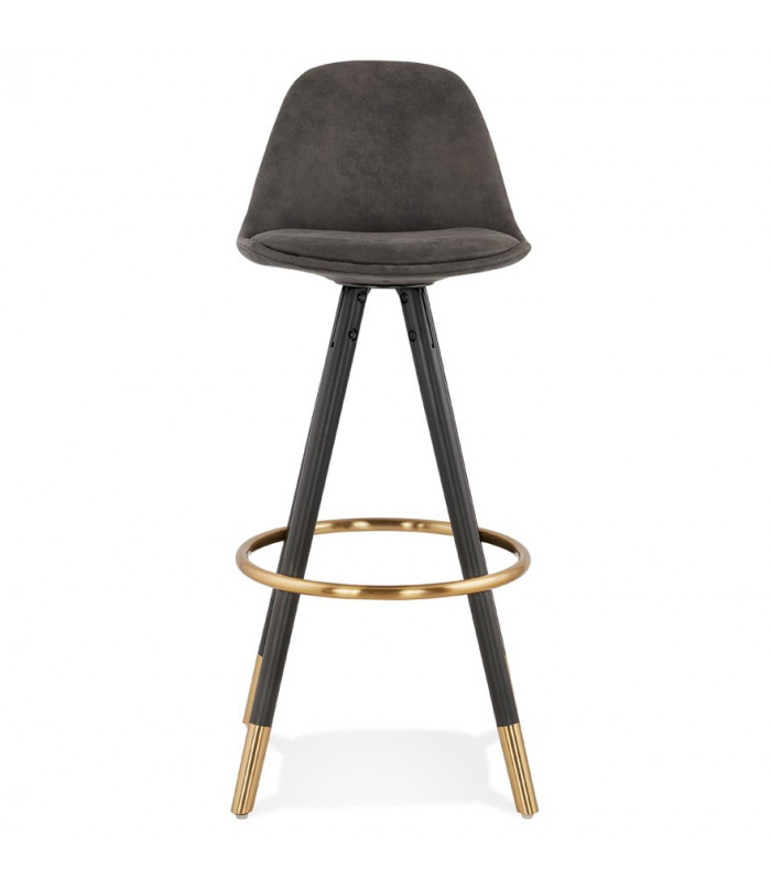 Tabouret de bar design gris foncé en tissu et bois Ayres