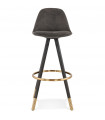 Tabouret de bar design gris foncé en tissu et bois Ayres