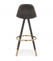 Tabouret de bar design gris foncé en tissu et bois Ayres