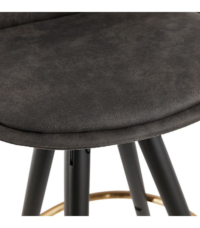 Tabouret de bar design gris foncé en tissu et bois Ayres