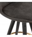 Tabouret de bar design gris foncé en tissu et bois Ayres