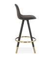 Tabouret de bar design gris foncé en tissu et bois Ayres Mini