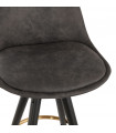 Tabouret de bar design gris foncé en tissu et bois Ayres Mini