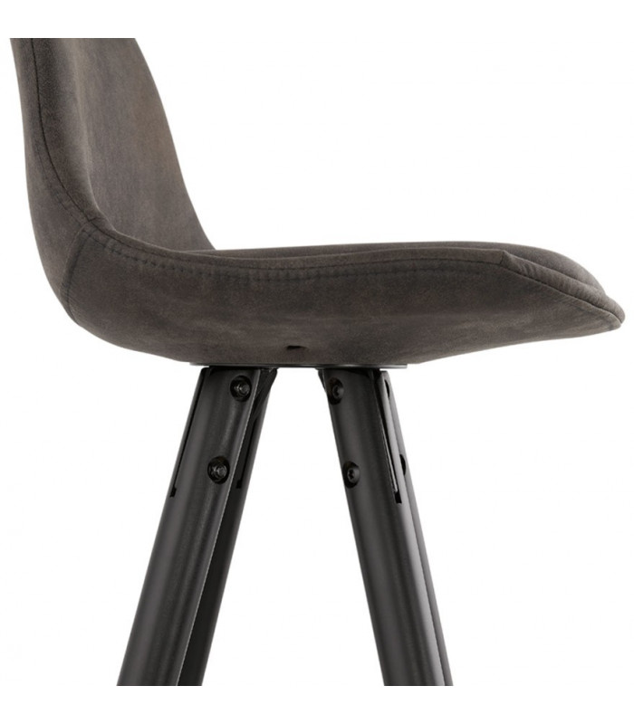 Tabouret de bar design gris foncé en tissu et bois Ayres Mini