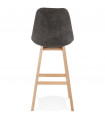 Tabouret de bar design gris foncé en tissu et bois Nya