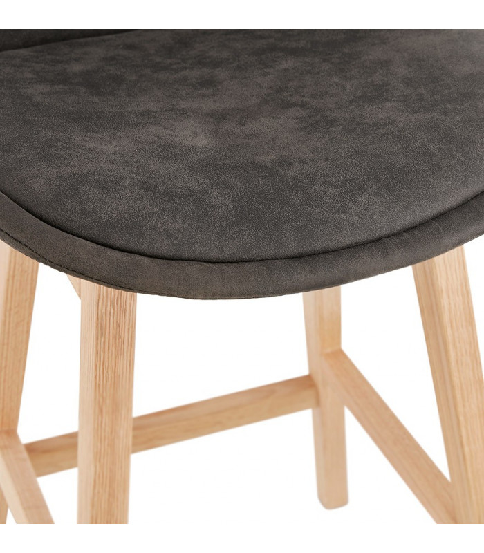 Tabouret de bar design gris foncé en tissu et bois Nya