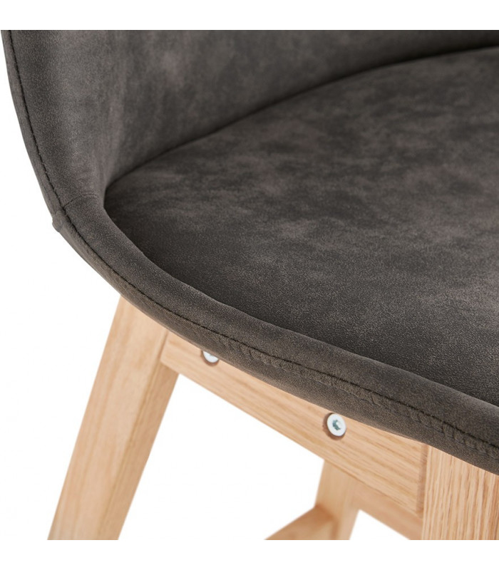 Tabouret de bar design gris foncé en tissu et bois Nya