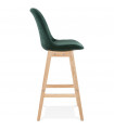 Tabouret de bar design vert en tissu et bois Alvah