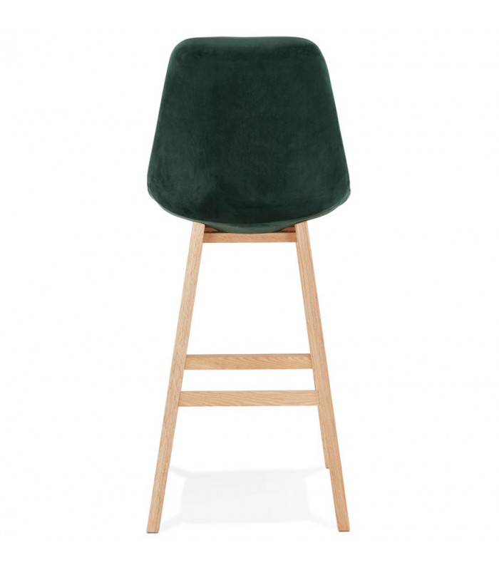 Tabouret de bar design vert en tissu et bois Alvah