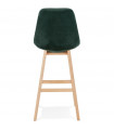 Tabouret de bar design vert en tissu et bois Alvah