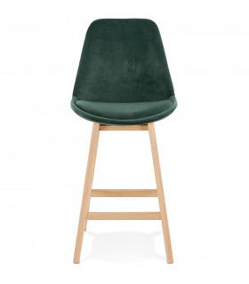 Tabouret de bar design vert en tissu et bois Alvah Mini
