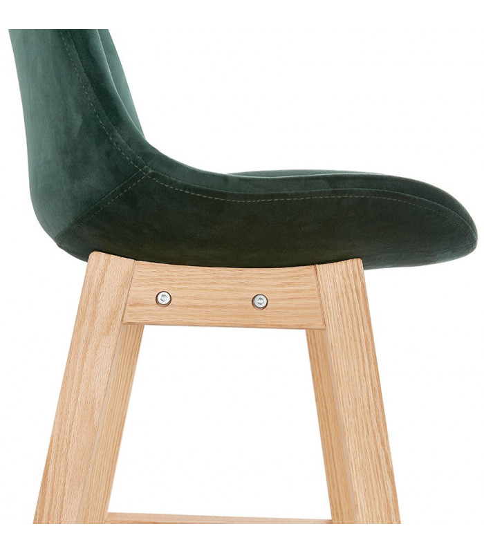Tabouret de bar design vert en tissu et bois Alvah Mini