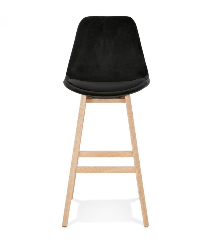 Tabouret de bar design noir en tissu et bois Alvah