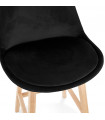 Tabouret de bar design noir en tissu et bois Alvah