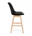 Tabouret de bar design noir en tissu et bois Alvah Mini