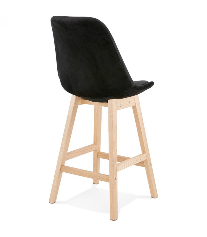 Tabouret de bar design noir en tissu et bois Alvah Mini