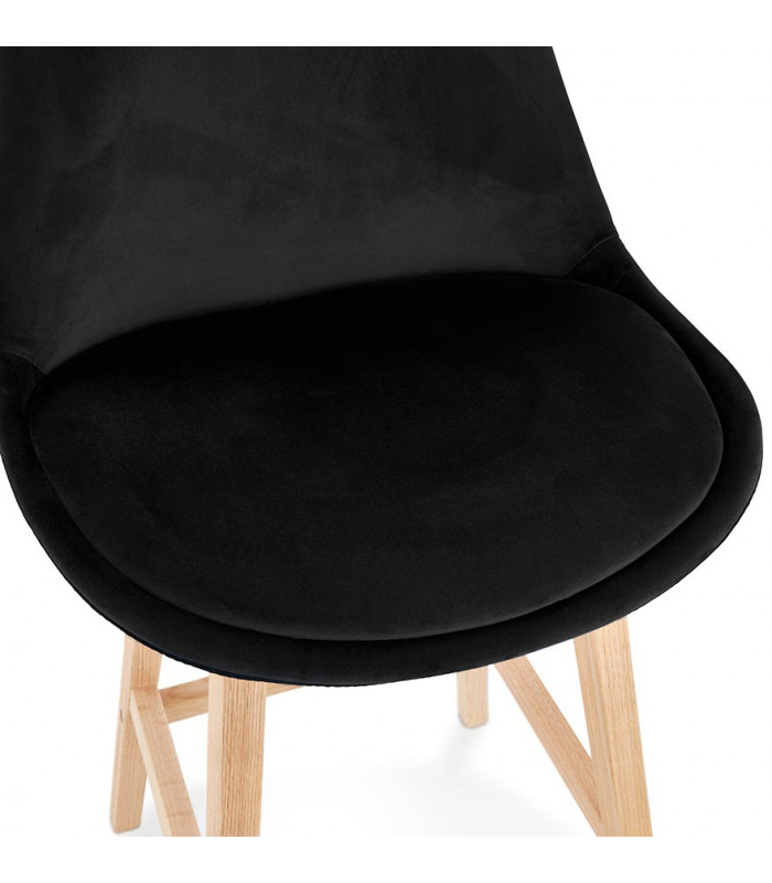 Tabouret de bar design noir en tissu et bois Alvah Mini
