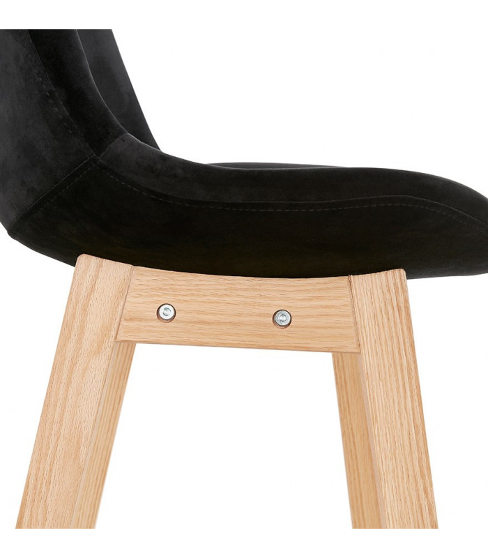 Tabouret de bar design noir en tissu et bois Alvah Mini