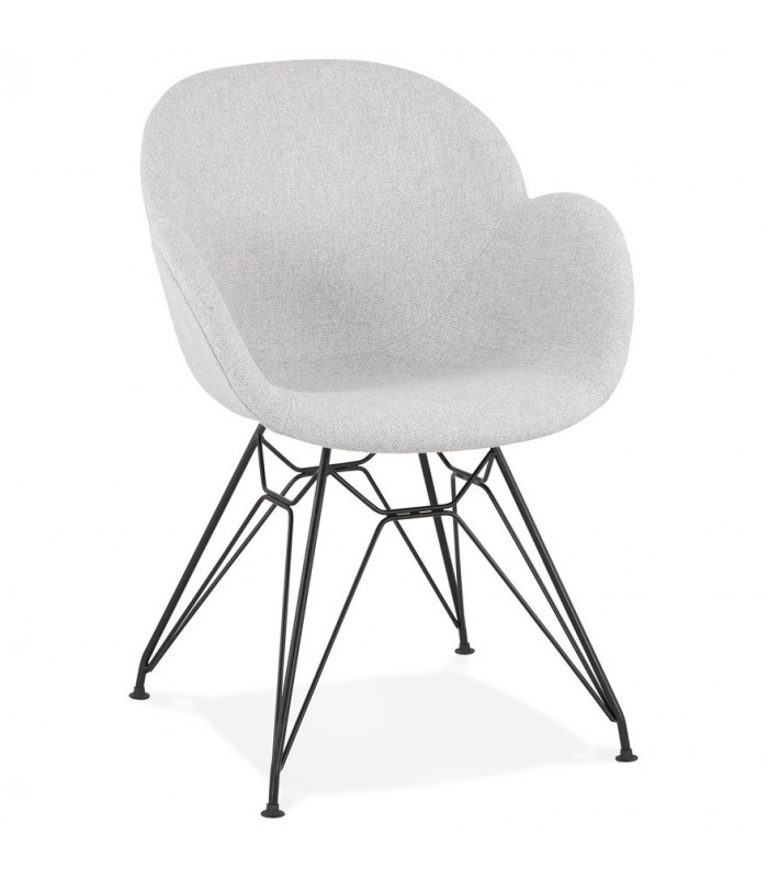Fauteuil design gris clair en tissu Concord