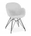 Fauteuil design gris clair en tissu Concord