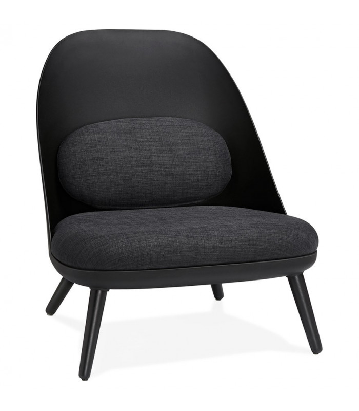 Fauteuil design noir en plastique et tissu Evie