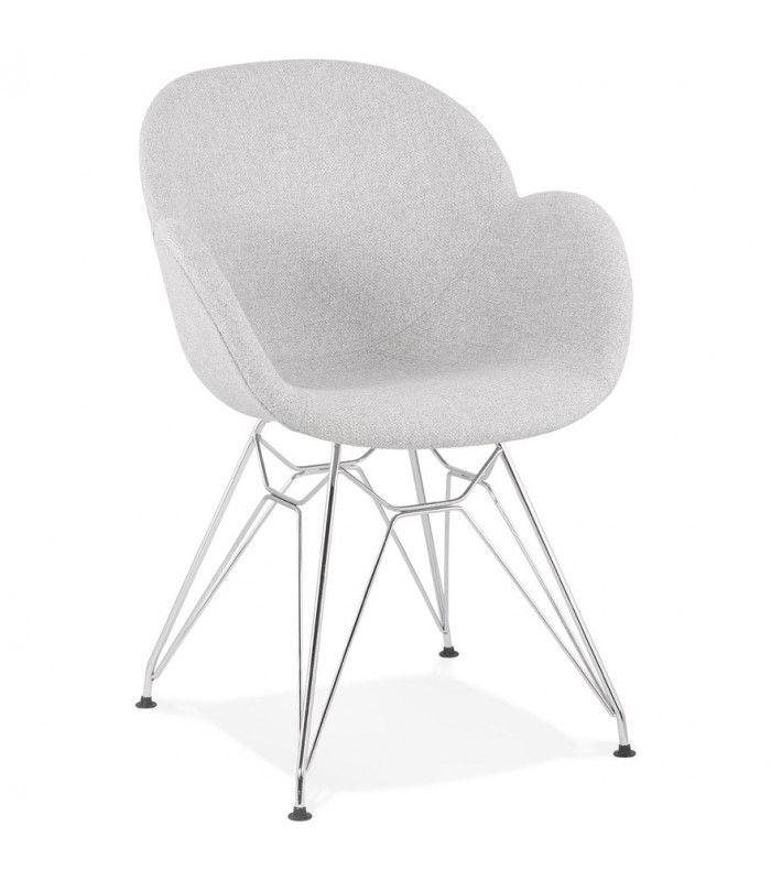 Fauteuil design gris clair en tissu Agassi