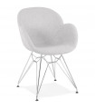 Fauteuil design gris clair en tissu Agassi